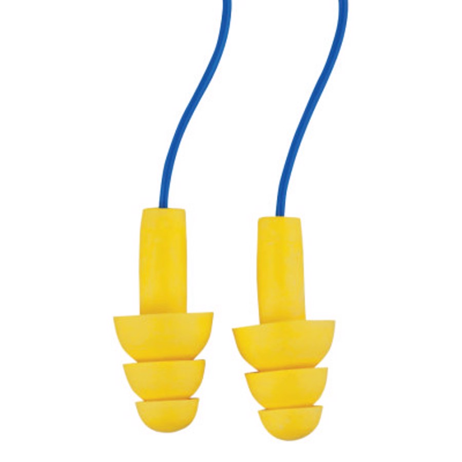 E-A-R UltraFit Reusable Earplugs, 340-4014, Blue/Yellow, Corded, 25 dB