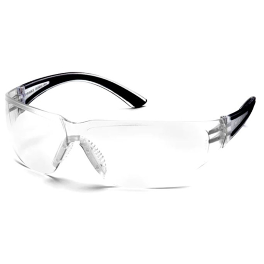 Cortez Safety Glasses, SB3610ST, Clear Lens, Anti-Fog Coating, Black Frame