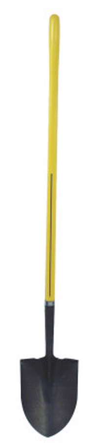 Ergo-Power Round Point Shovel, Hollow Back, 48" Fiberglass Straight Handle, 16ga