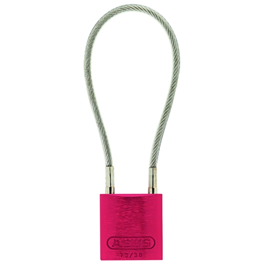 72CAB/30 Aluminum Cable Padlock, 13000, Keyed Differently, Red, 4"