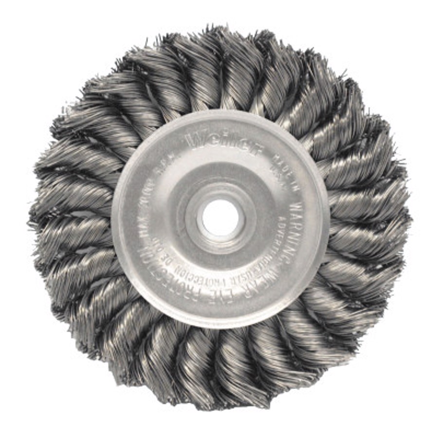 Standard Twist Knot Wire Wheel, 08064, 4" Diameter, 0.020" Steel Fill, 1/2"-3/8" Arbor