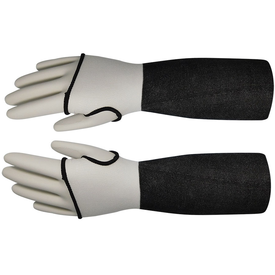 Basetek HDPE Cut Resistant Sleeve w/Thumb Hole, 02-060T, Black/White, 18"