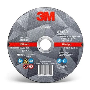 Silver Cut-Off Wheel, 87469, Type 1, 6" Diameter, 0.045" Thickness, 7/8" Arbor