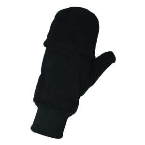 Fleece Fingerless Flip-Up Insulated Mittens, 519INT, Black