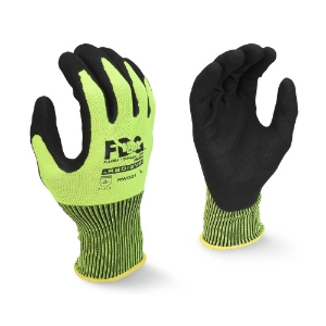 Nylon Work Gloves w/FDG Palm Coating, RWG31, Black/Hi-Vis Green
