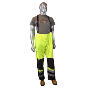 Class E Heavy Duty Rip Stop Waterproof & Breathable Pants w/Bib, RW32-EZ1Y, Hi-Vis Green