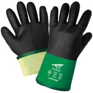 FrogWear Aralene Cut Resistant Gloves w/Nitrile/PVC Palm Coating, CR292, Cut A4, Black/Green