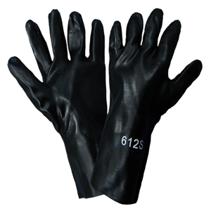 Economy PVC Coated Solvent Resistant Gloves, 612S, Black, One Size