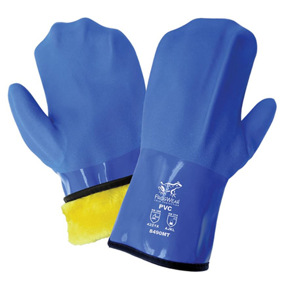 FrogWear Cold Protection Triple-Coated PVC Chemical Resistant Mittens, 8490MT, Blue, One Size
