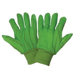 Premium Heavyweight Cotton Corded Gloves, C18GRC, Green, Large