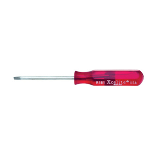 Pocket Clip Round Blade Screwdriver, 3/32 in Tip, 5-1/4 in Overall L