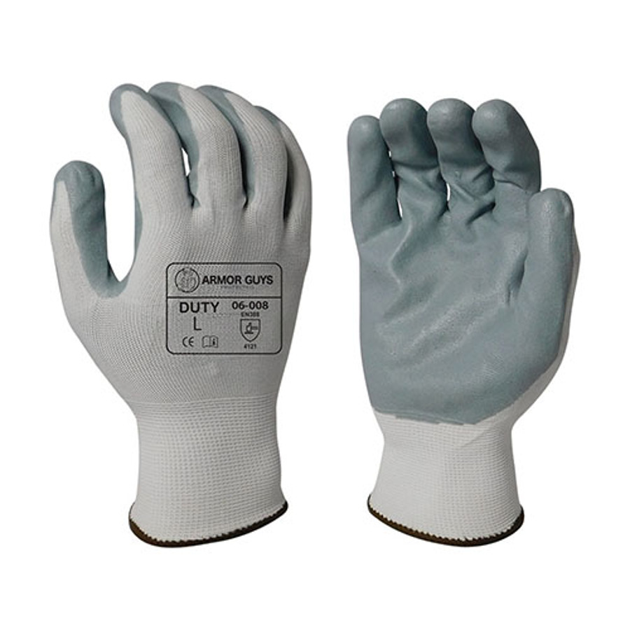 Nylon Gloves w/Micro-Foam Nitrile Palm Coating, 06-008, Gray