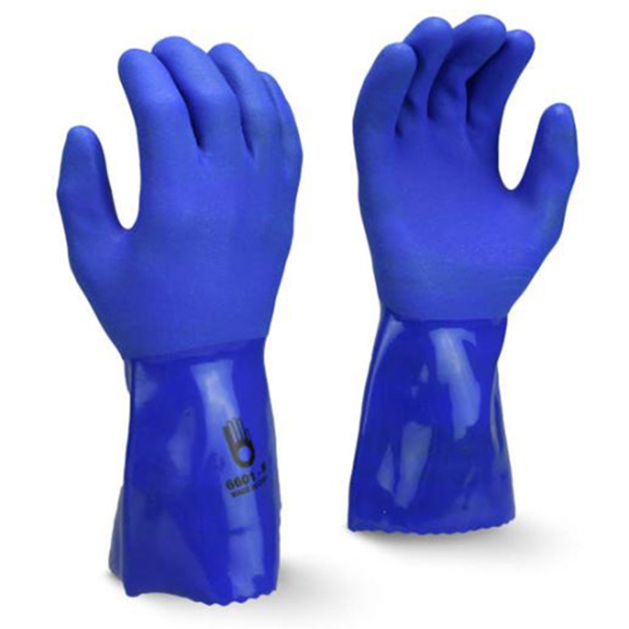 Triple-Dipped PVC/Nitrile Chemical Resistant Gloves, 6601, Blue