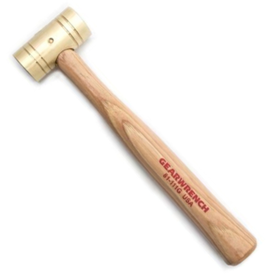 Brass Hammer w/Hickory Handle, 81-111G, 1 lb Head, 9-1/2" Handle