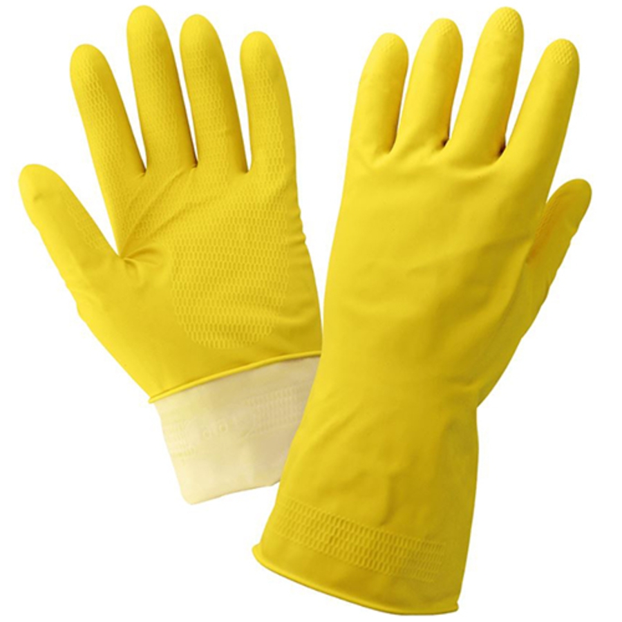 FrogWear Economy Rubber Latex Chemical Resistant Gloves, 150FE, Yellow