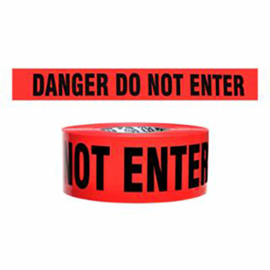 Danger Do Not Enter Barricade Tape, SB3102R10, Hi-Vis Red, 2 Mil, 3" X 1000'