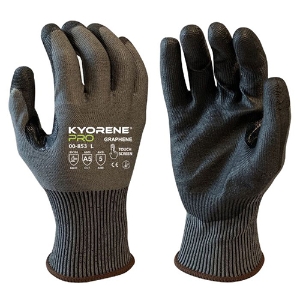 Kyorene Pro Touchscreen Compatible Graphene Cut Resistant Gloves w/Polyurethane Palm Coating, 00-853, Cut A5, Black