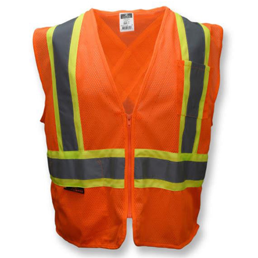 Class 2 Economy Polyester Mesh X-Back Safety Vest, SV22X, Hi-Vis Orange, 2X-Large