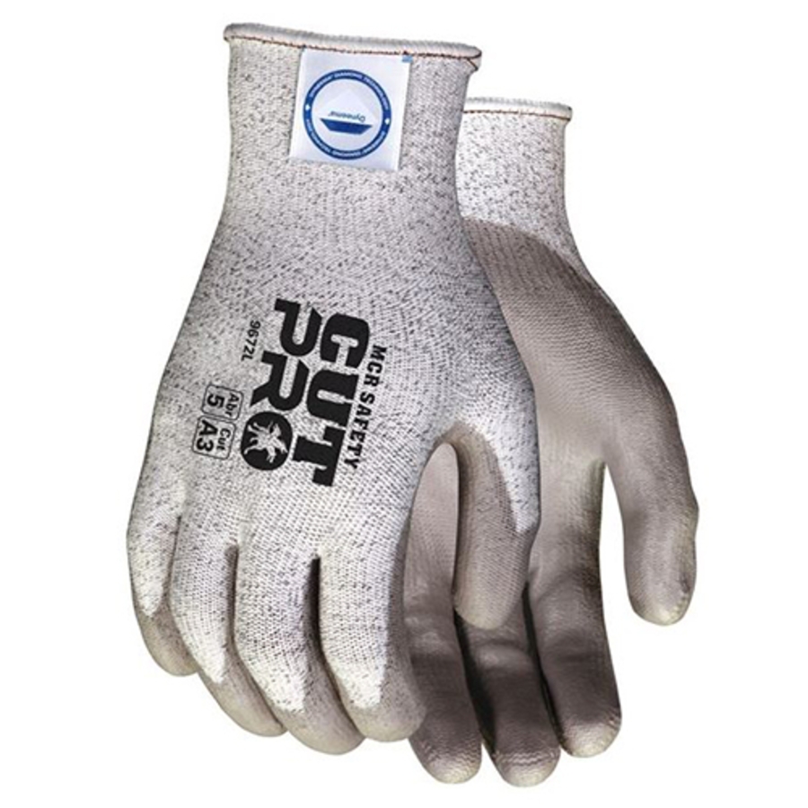 Cut Pro Dyneema Cut Resistant Gloves w/Polyurethane Palm Coating, 9672, Cut A3, Salt & Pepper