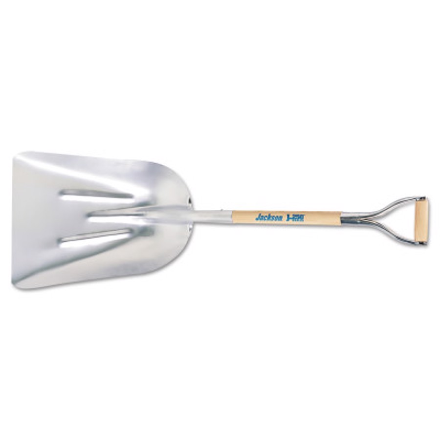 Aluminum Scoops, 20 in X 15 3/4in  Blade, 27 in White Ash Cushion D-Grip Handle
