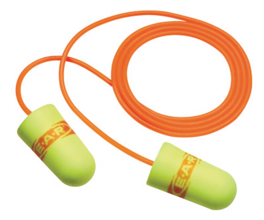 E-A-Rsoft SuperFit Disposable Earplugs, 311-1254, Orange/Yellow, Corded, 33 dB