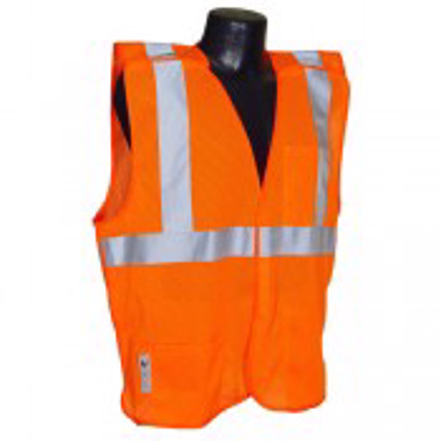 Class 2 Economy Polyester Mesh Breakaway Safety Vest, SV4, Hi-Vis Orange, 2X-Large
