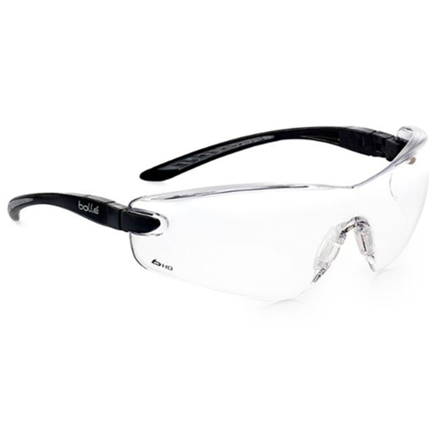 Cobra Safety Glasses, 40040, Clear Lens, HD Coated, Black/Gray Frame