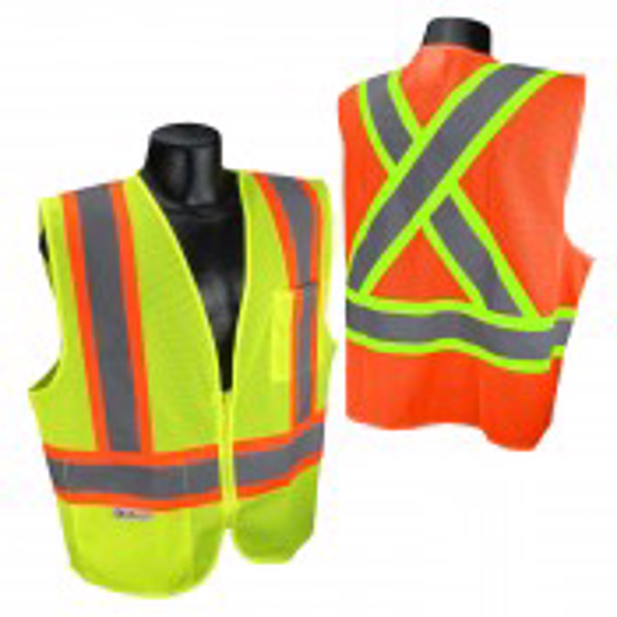 Class 2 Economy Polyester Mesh X-Back Safety Vest, SV22X, Hi-Vis Green, 4X-Large