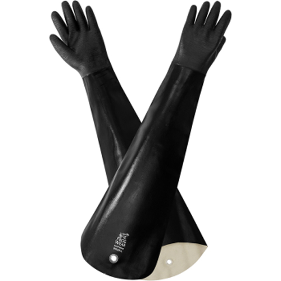 FrogWear Shoulder Length Multi-Coated Premium Neoprene Chemical Resistant Gloves, 9932R, Black, One Size