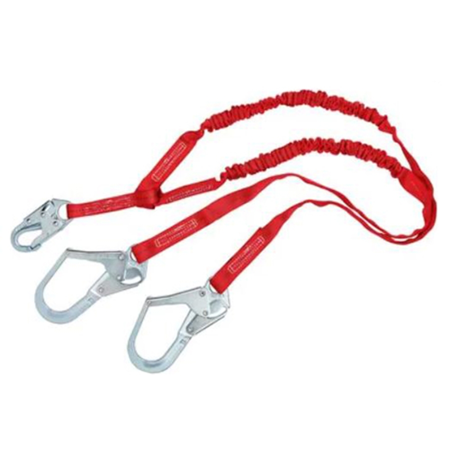 PRO-Stop Shock Absorbing Lanyard, 1340250, 100% Tie-Off, Twin Leg, 6', Red