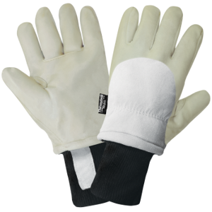 Premium Goatskin Leather Latex Coated Insulated Freezer Gloves, 2800GLP, Black/Gray/White