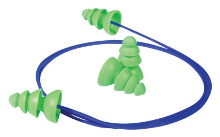 Comets Reusable Earplugs, 6495, Blue/Green, Corded, 25 dB