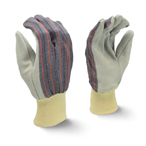 Economy Shoulder Split Cowhide Leather Palm Gloves, RWG3010, Beige/Black/Blue/Gray/Red, Large