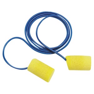 E-A-R Classic Metal Detectable Disposable Earplugs, 311-4101, Blue/Yellow, Corded, 33 dB