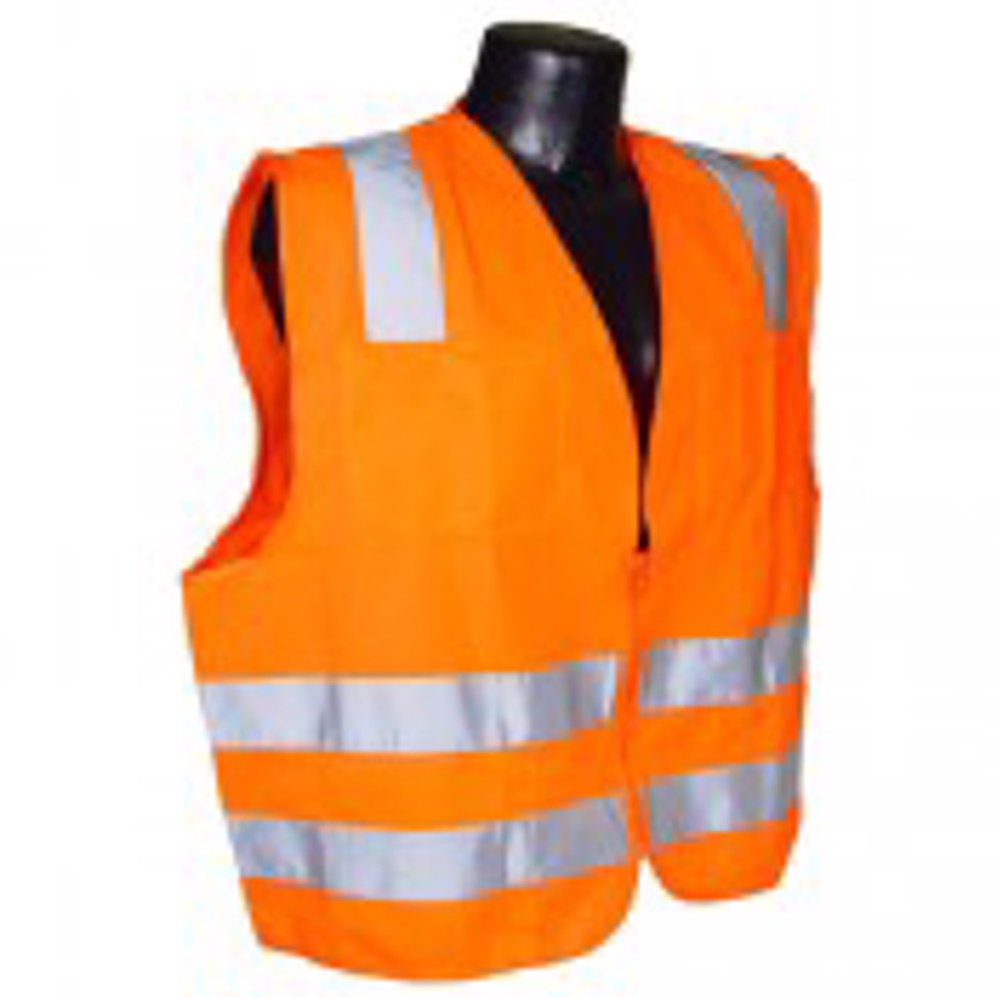 Class 2 Standard Polyester Solid Knit Vest, SV8, Hi-Vis Orange, 2X-Large