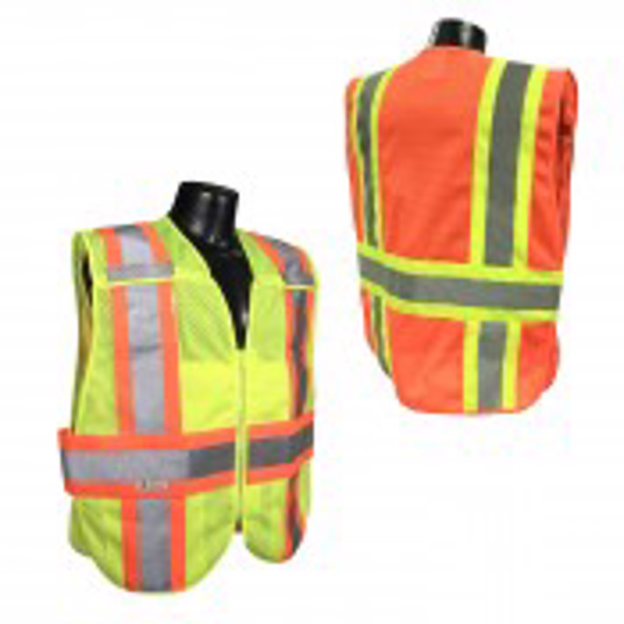 Class 2 Polyester Mesh Adjustable Breakaway Vest, SV24-2, Hi-Vis Orange, 3X/5X