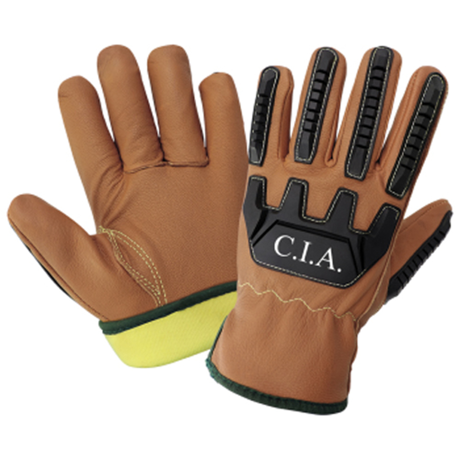 C.I.A. Grain Goatskin Leather Cut, Impact & Flame Resistant Gloves, CIA3800, Black/Brown