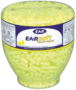 E-A-Rsoft Neons One Touch Refill Earplugs, 391-1004, Yellow, Uncorded, 33 dB