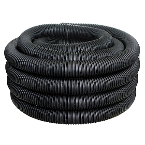 HDPE Perforated Single Wall Corrugated Highway Drain Pipe w/Sock, 04430100, Plain End, Soil Tight, 4" X 100'