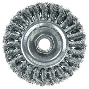 Standard Twist Knot Wire Wheel, 13106, 4" Diameter, 0.014" Steel Fill, 5/8"-11 Arbor Thread