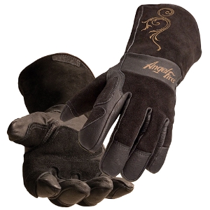 AngelFire Premium Grain Pigskin & Split Cowhide Women's Stick Gloves, LS50, Brown