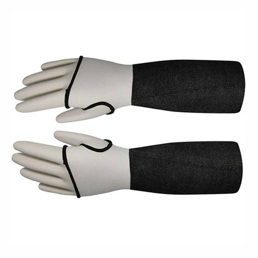 Basetek HDPE Cut Resistant Sleeve w/Thumb Hole, 02-061T, Black/White, 20"
