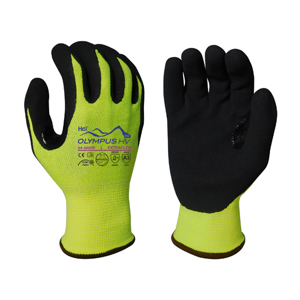 Extraflex Engineered Yarn Cut Resistant Gloves w/HCT Micro-Foam Nitrile Palm Coating, 04-300HV, Cut A3, Black/Hi-Vis Yellow