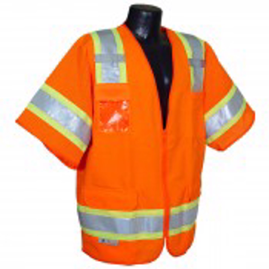 Class 3 Polyester Surveyor Vest, SV63, Hi-Vis Orange, 5X-Large