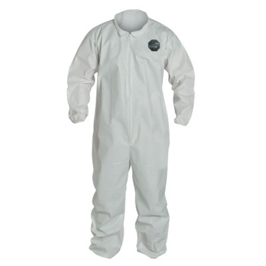 ProShield 60 Coveralls w/Collar & Elastic Ankles/Wrists, NG125S, White