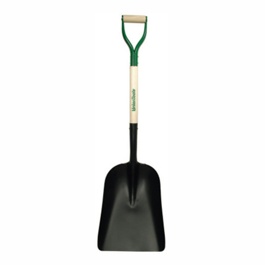 Steel Scoops, 17 in x 12 in Blade, 48 in White Ash Steel D-Grip Handle