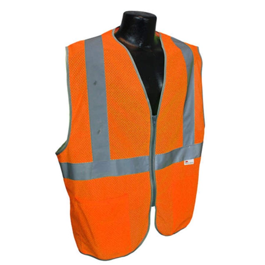 Class 2 Polyester Visi-Cool Mesh Safety Vest, HV-5ANSI-PCZ, Hi-Vis Orange, 3X-Large