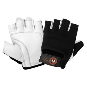 Hot Rod Anti-Vibration Spandex Mechanics Gloves w/Premium Goatskin Leather Palms, AV2000, Black/White