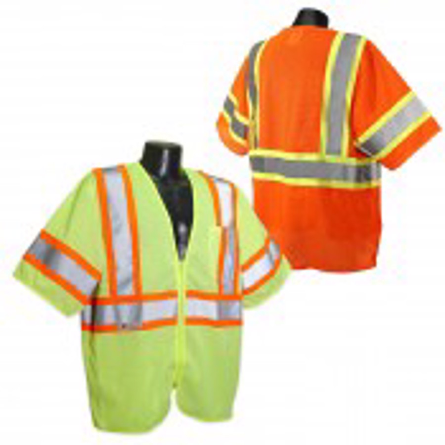 Class 3 Polyester Mesh Economy Safety Vest, SV22-3, Hi-Vis Orange, 4X-Large