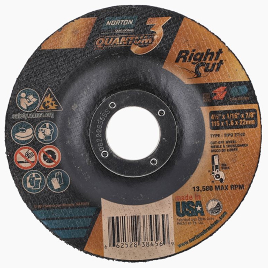 Quantum3 RightCut SG CA Right Angle Cut-Off Wheel, Type 27/42